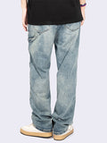 Washed Wide Leg Straight Loose Jeans