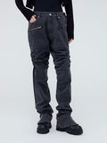 plissierte gewaschene Distressed lässige Stacked Jeans