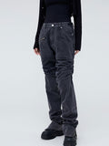 plissierte gewaschene Distressed lässige Stacked Jeans