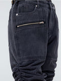 pleated washed distressed casual Stacked Jeans