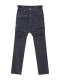 pleated washed distressed casual Stacked Jeans