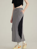 Contrast color stitching quick drying Maxi Skirts