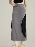 Contrast color stitching quick drying Maxi Skirts