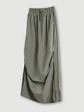 American pleated slit woven Maxi Skirts