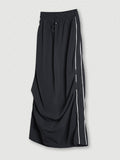 American pleated slit woven Maxi Skirts