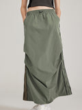 American pleated slit woven Maxi Skirts