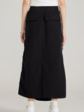 American pleated slit woven Maxi Skirts