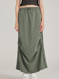 American pleated slit woven Maxi Skirts