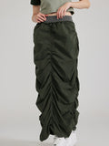 Pleated quick-drying four-way elastic Maxi Skirts