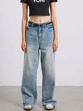 Basic pure cotton washed and whitened Boyfriend Jeans