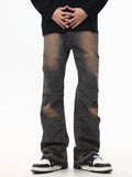 Loose And Slightly Flared With Distressed Feel Loose Jeans