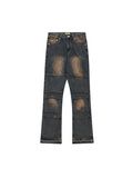 Loose And Slightly Flared With Distressed Feel Loose Jeans