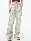 Hand Brushed Distressed Straight Tube Boyfriend Jeans