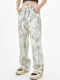 Hand Brushed Distressed Straight Tube Boyfriend Jeans