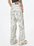 Hand Brushed Distressed Straight Tube Boyfriend Jeans