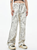 Hand Brushed Distressed Straight Tube Boyfriend Jeans