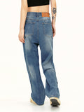 Deconstructed Design Washed Boyfriend Jeans