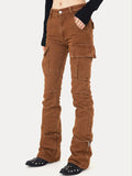 Washed Distressed Patch Bag Cargo Jeans