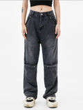 Retro Washed Distressed Cargo Jeans