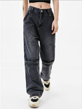 Retro Washed Distressed Cargo Jeans