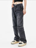 Retro Washed Distressed Cargo Jeans