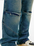 Retro Washed Distressed Cargo Jeans