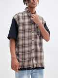 Plaid Lapel Vest Short Sleeve