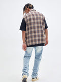 Plaid Lapel Vest Short Sleeve