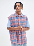 Plaid Lapel Vest Short Sleeve