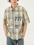 Letter Print Washed Tassels Short Sleeve