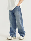 Raw Edge Washed Wide Legs Loose Jeans