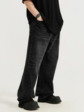 Raw Edge Washed Wide Legs Loose Jeans