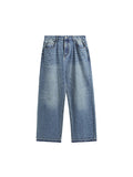 Raw Edge Washed Wide Legs Loose Jeans