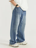 Raw Edge Washed Wide Legs Loose Jeans