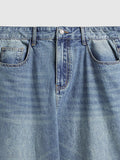 Raw Edge Washed Wide Legs Loose Jeans