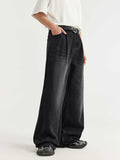 Mid-High Waist Washed Wide Leg Loose Jeans