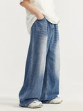 Mid-High Waist Washed Wide Leg Loose Jeans