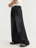 Mid-High Waist Washed Wide Leg Loose Jeans