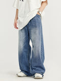 Mid-High Waist Washed Wide Leg Loose Jeans