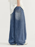 Mid-High Waist Washed Wide Leg Loose Jeans