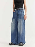 Mid-High Waist Washed Wide Leg Loose Jeans