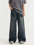 Mid-High Waist Washed Wide Leg Loose Jeans