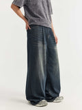 Mid-High Waist Washed Wide Leg Loose Jeans