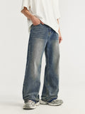 Raw Edge Washed Wide Legs Loose Jeans