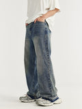 Raw Edge Washed Wide Legs Loose Jeans