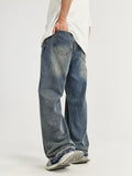 Raw Edge Washed Wide Legs Loose Jeans