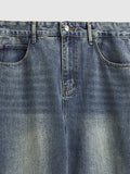 Raw Edge Washed Wide Legs Loose Jeans