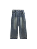 Weite Jeans mit ausgewaschenem Saum und weitem Bein