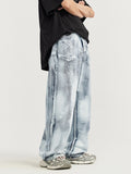 Gradient Smudged Wide Legs Loose Jeans