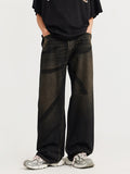 Hand-Painted Mud-Dyed Wide Legs Loose Jeans